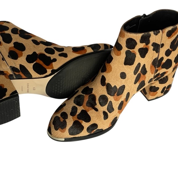 COLE HAAN GRANDSERIES JAGUAR PRINT CALF HAIR BOOTIES NWOT SZ 6.5 B - Picture 5 of 16